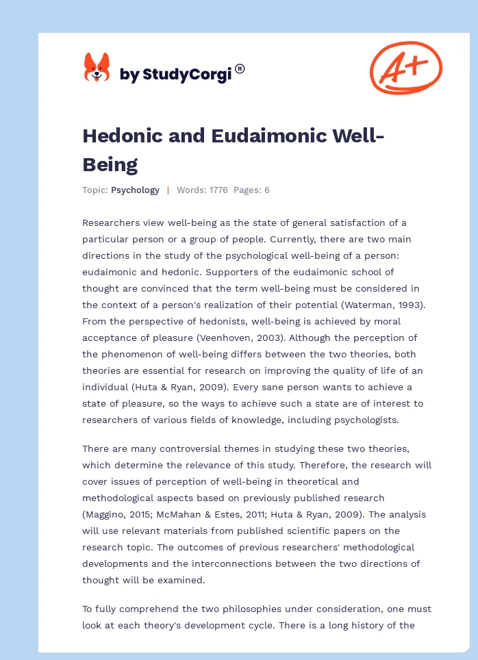 Hedonic and Eudaimonic Well-Being. Page 1
