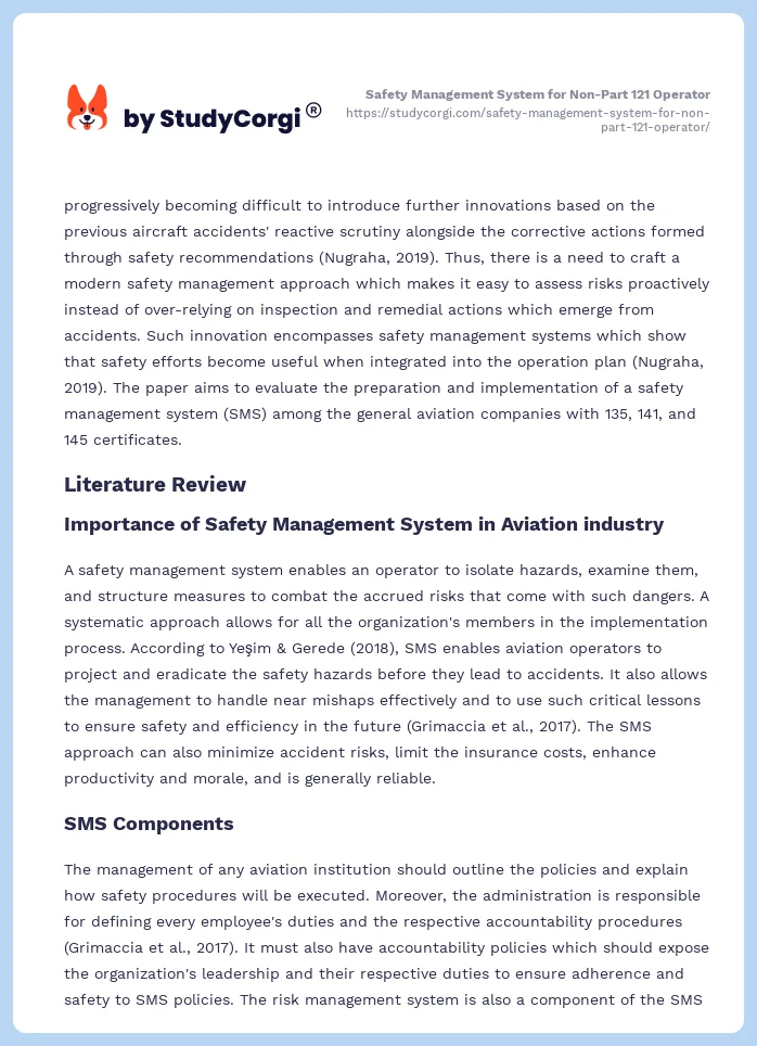 Safety Management System for Non-Part 121 Operator. Page 2