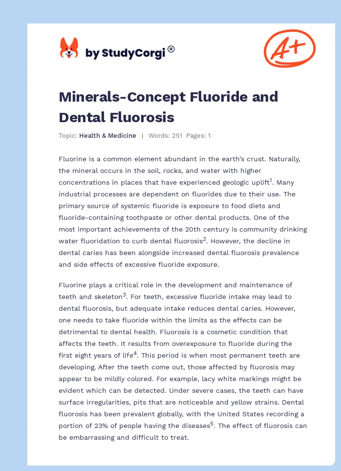 Minerals-Concept Fluoride and Dental Fluorosis. Page 1