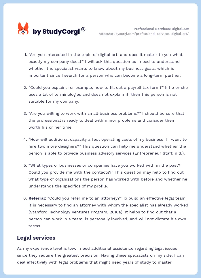 Professional Services: Digital Art. Page 2