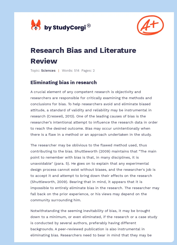Research Bias and Literature Review. Page 1