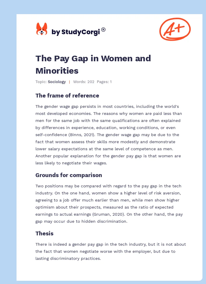 The Pay Gap in Women and Minorities. Page 1