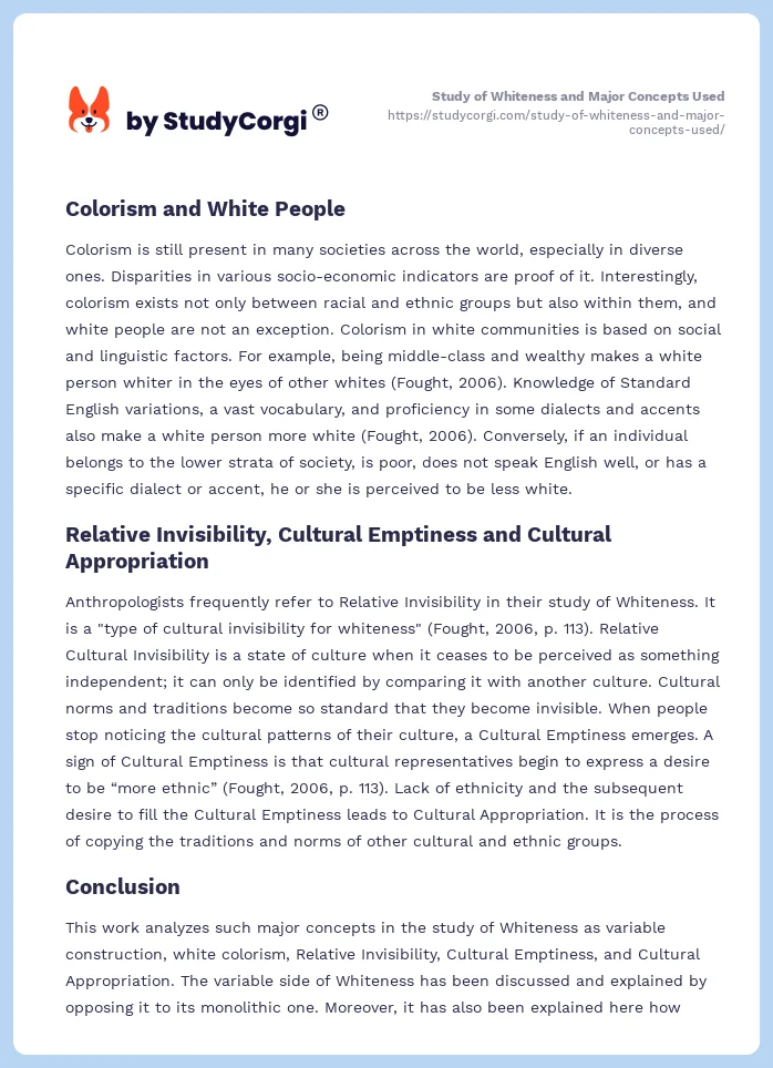 Study of Whiteness and Major Concepts Used. Page 2