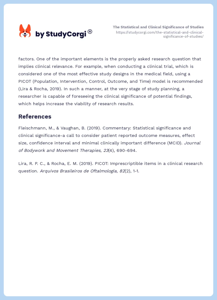 The Statistical and Clinical Significance of Studies. Page 2