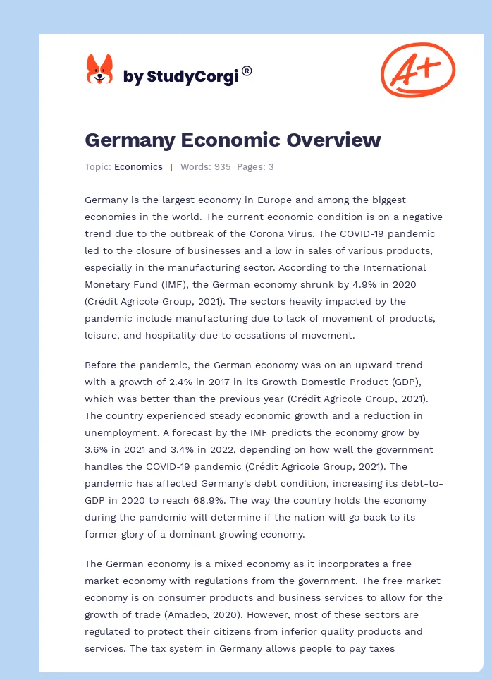 Germany Economic Overview. Page 1