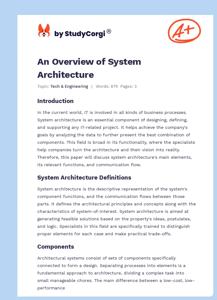 An Overview of System Architecture. Page 1
