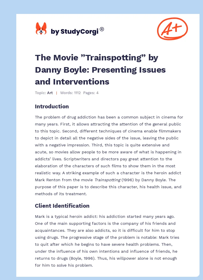 The Movie ”Trainspotting” by Danny Boyle: Presenting Issues and Interventions. Page 1