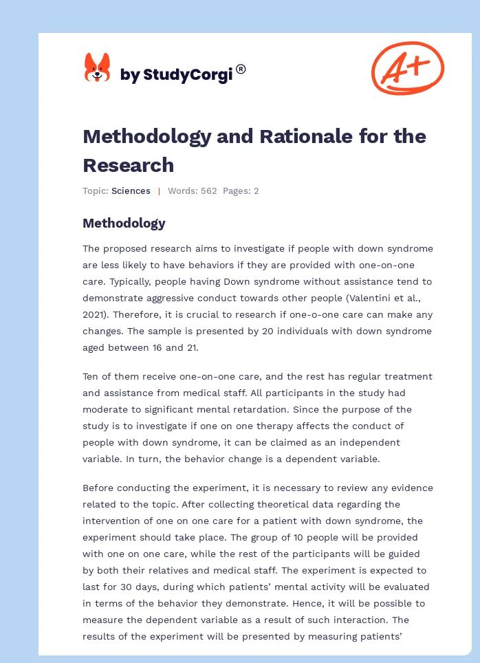Methodology and Rationale for the Research. Page 1