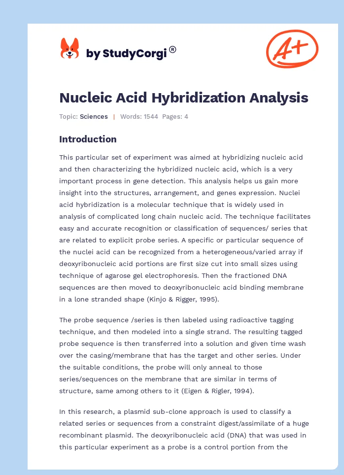 Nucleic Acid Hybridization Analysis. Page 1