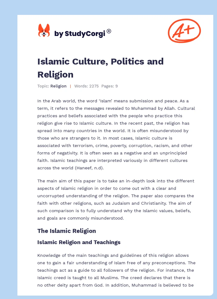 Islamic Culture, Politics and Religion. Page 1