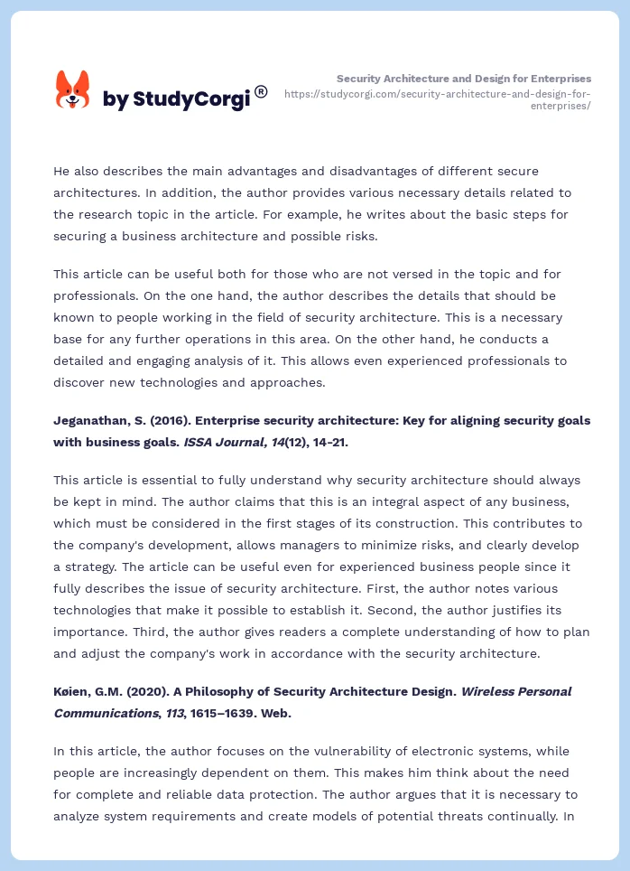 Security Architecture and Design for Enterprises. Page 2