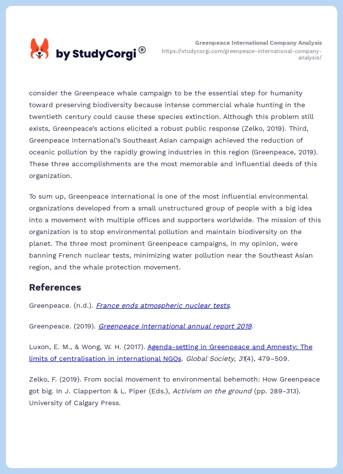 Greenpeace International Company Analysis. Page 2