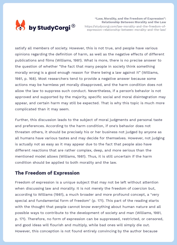 “Law, Morality, and the Freedom of Expression”: Relationship Between Morality and the Law. Page 2