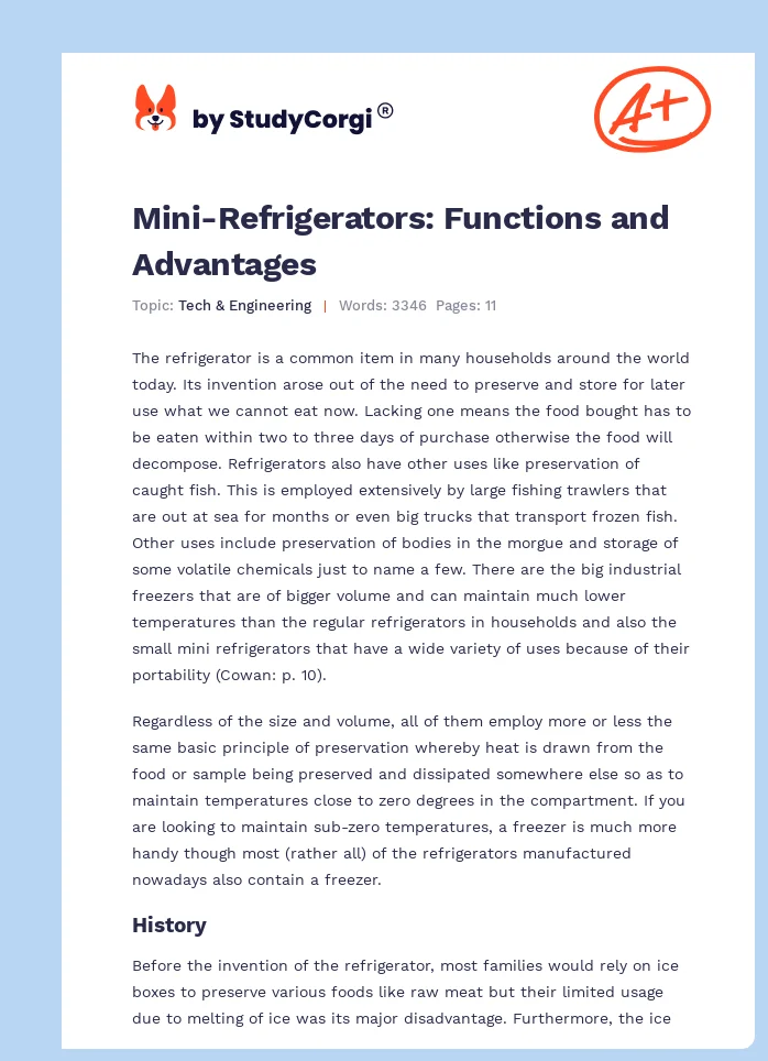 Mini-Refrigerators: Functions and Advantages. Page 1