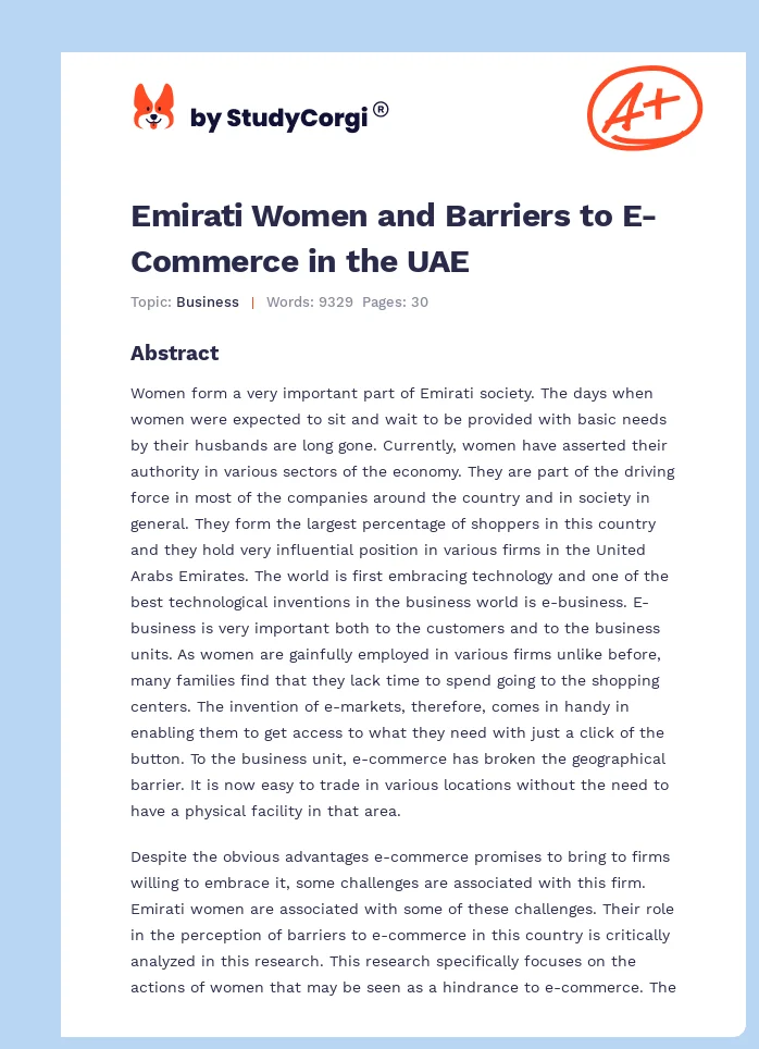 Emirati Women and Barriers to E-Commerce in the UAE. Page 1