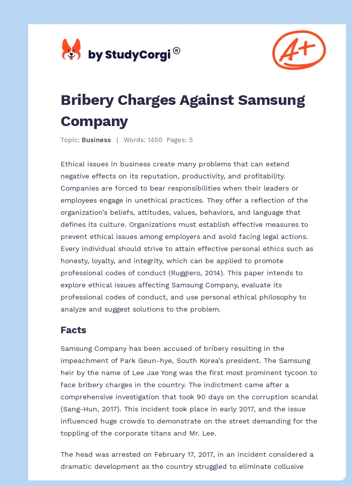 Bribery Charges Against Samsung Company. Page 1
