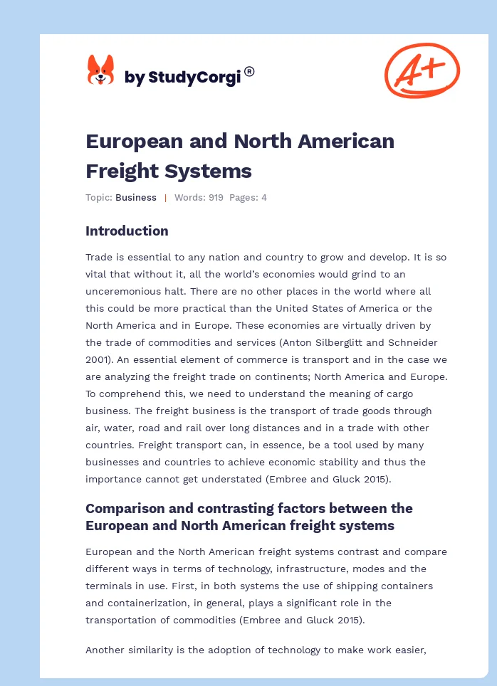 European and North American Freight Systems. Page 1