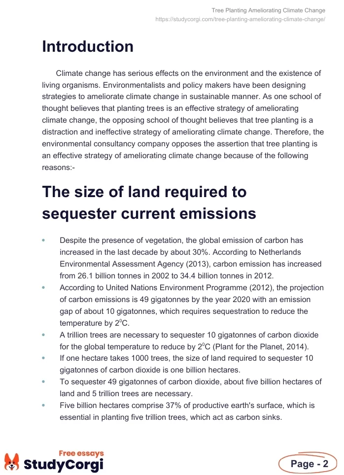 Tree Planting Ameliorating Climate Change. Page 2