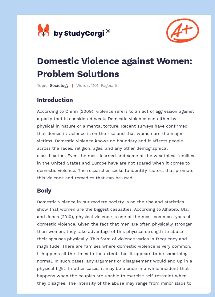 Domestic Violence Against Women: What Can Be Done?. Page 1