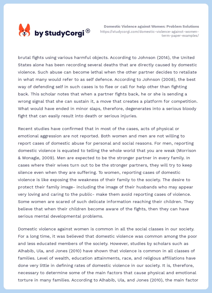 Domestic Violence Against Women: What Can Be Done?. Page 2