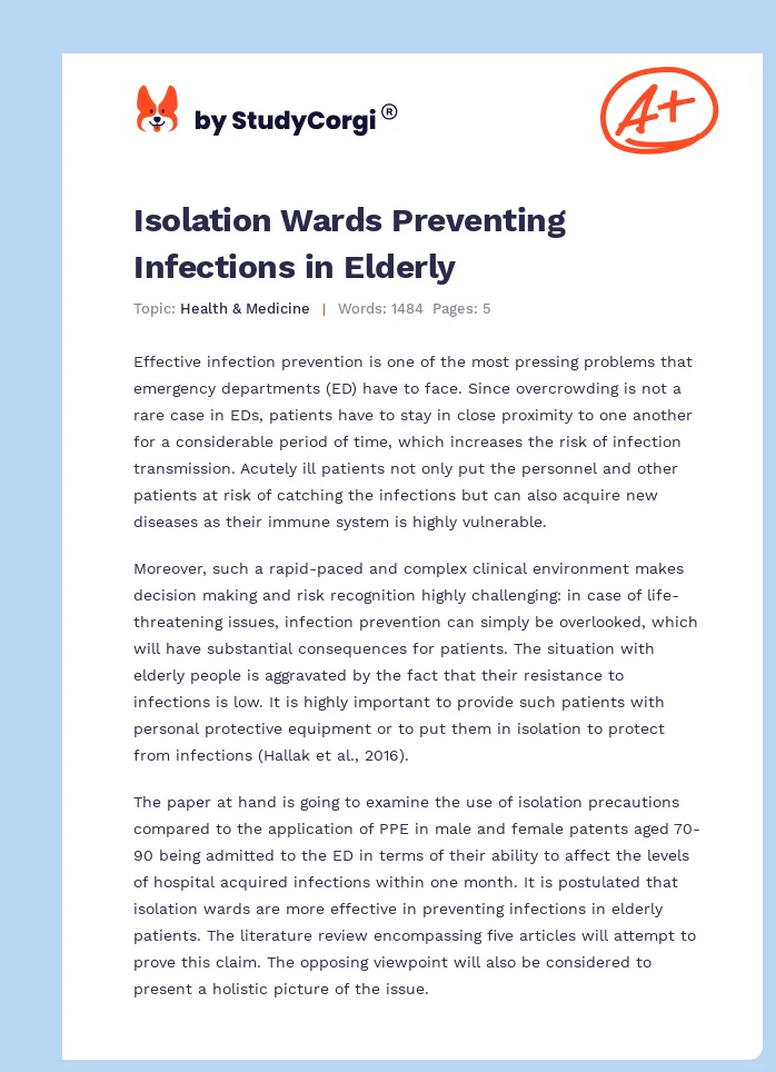 Isolation Wards Preventing Infections in Elderly. Page 1