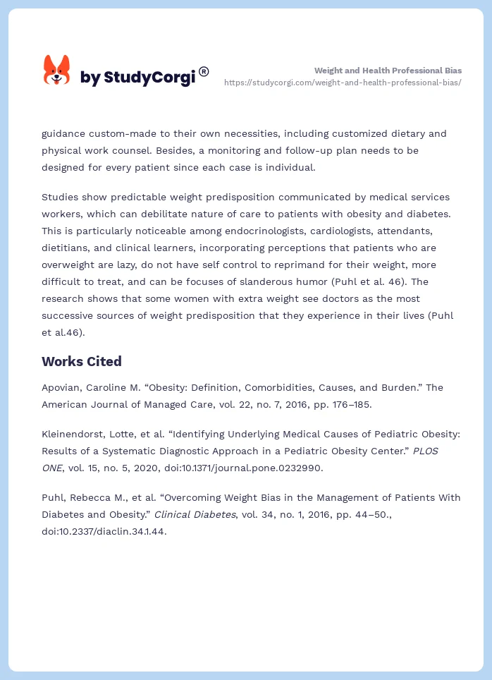Weight and Health Professional Bias. Page 2