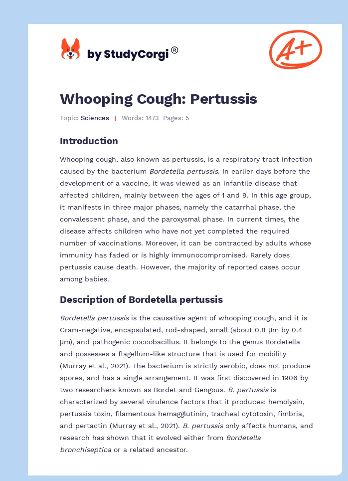 Whooping Cough: Pertussis. Page 1