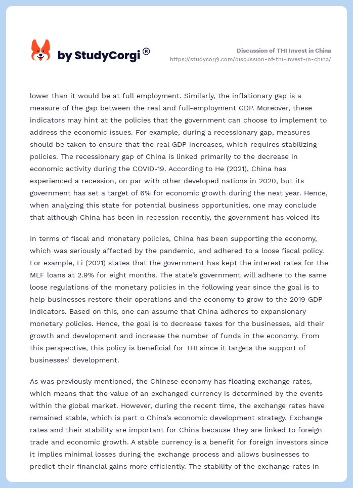 Discussion of THI Invest in China. Page 2