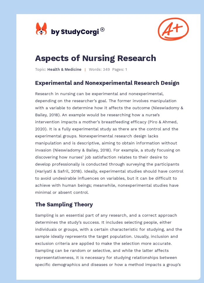 nursing research essay example