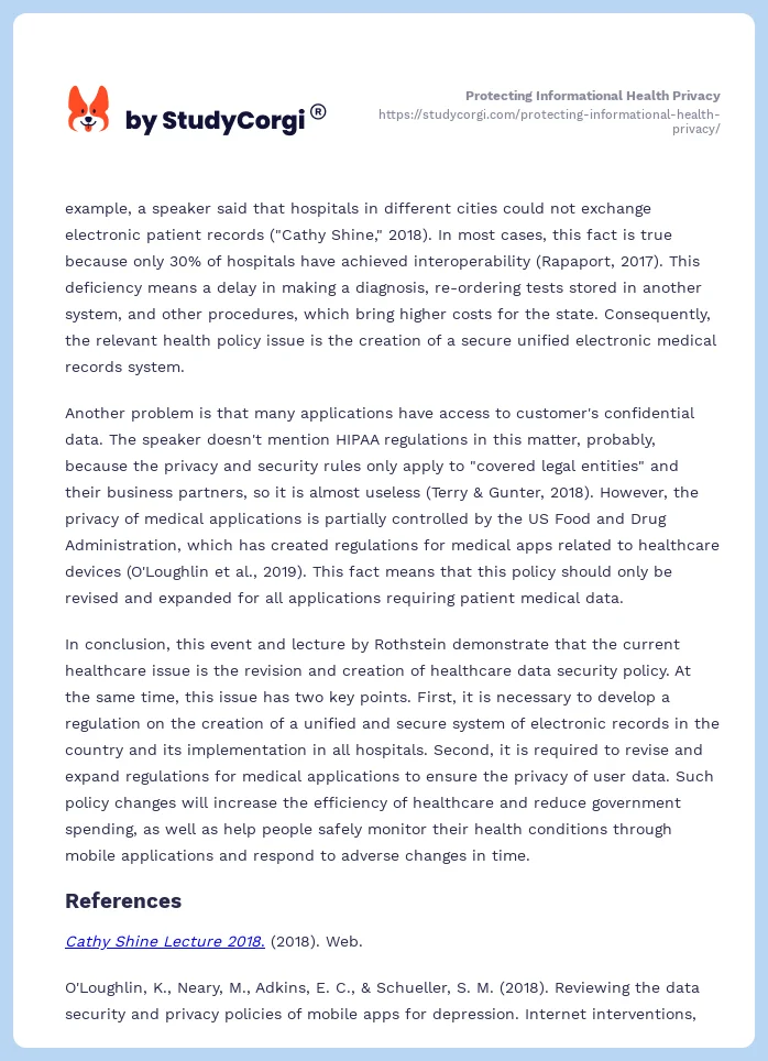 Protecting Informational Health Privacy. Page 2