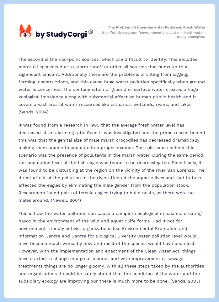 The Problem of Environmental Pollution: Fresh Water. Page 2