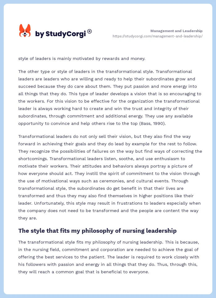 Management and Leadership. Page 2