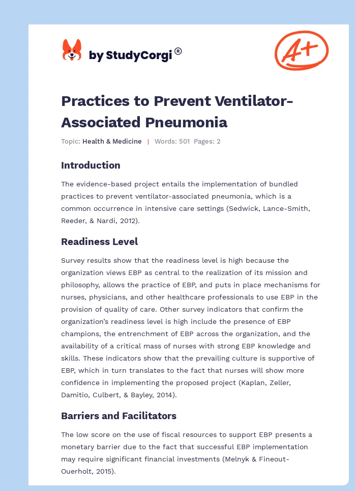 Practices to Prevent Ventilator-Associated Pneumonia. Page 1