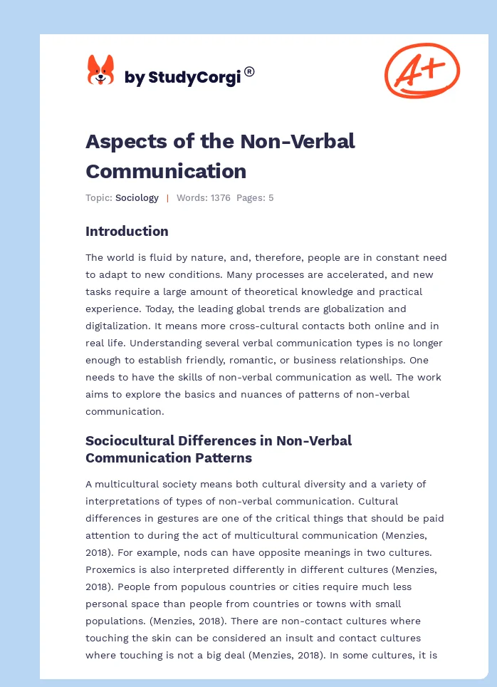 Aspects of the Non-Verbal Communication. Page 1