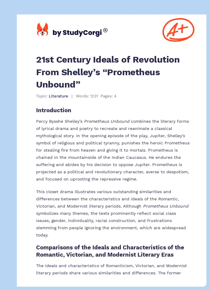 21st Century Ideals of Revolution From Shelley’s “Prometheus Unbound”. Page 1