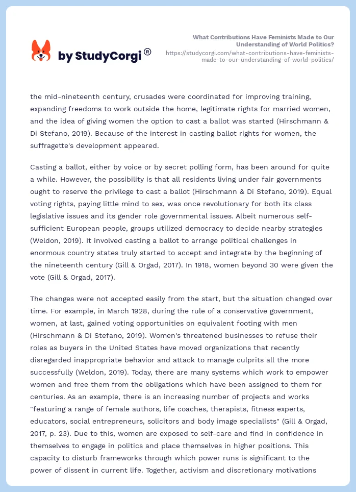 What Contributions Have Feminists Made to Our Understanding of World Politics?. Page 2