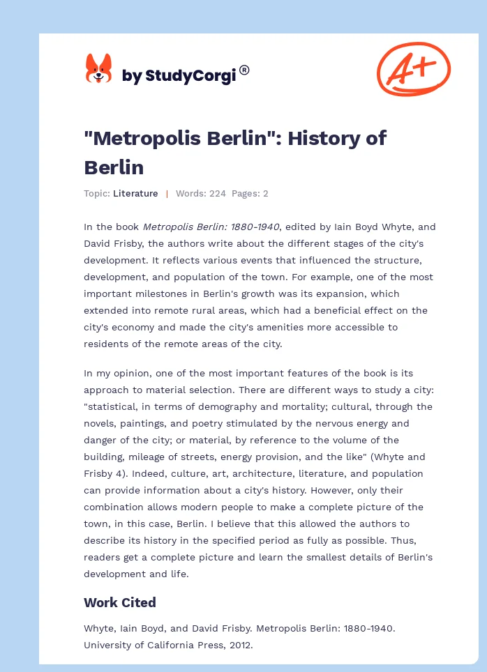 "Metropolis Berlin": History of Berlin. Page 1