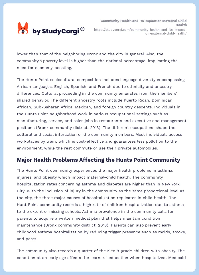 Community Health and Its Impact on Maternal Child Health. Page 2