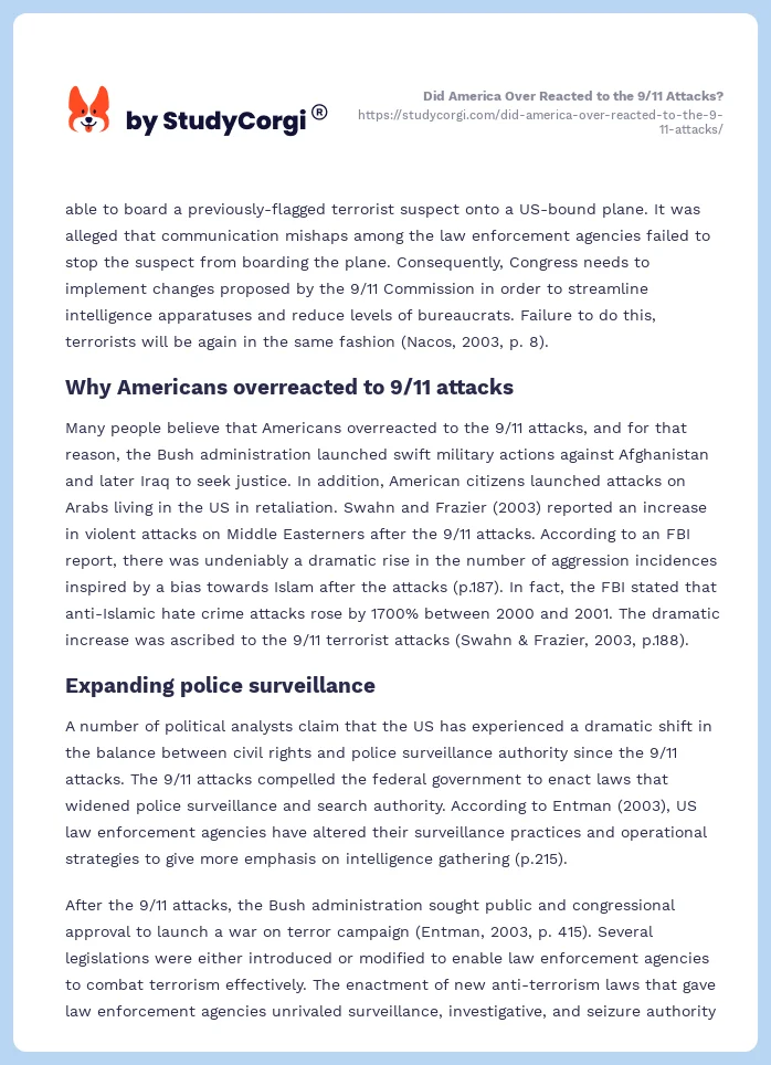 Did America Over Reacted to the 9/11 Attacks?. Page 2