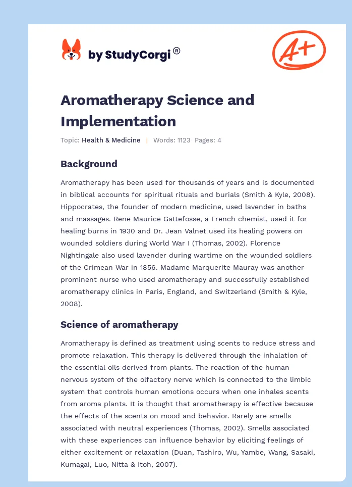 Aromatherapy Science and Implementation. Page 1