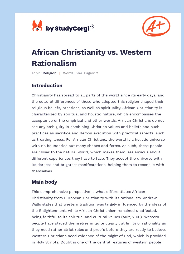 African Christianity vs. Western Rationalism. Page 1
