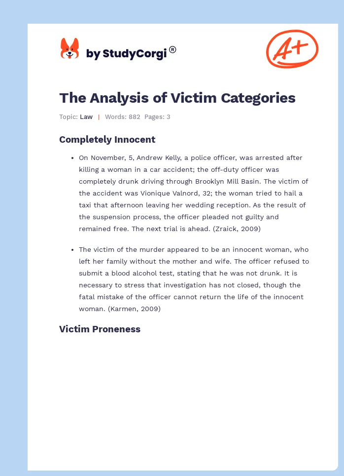 The Analysis of Victim Categories. Page 1