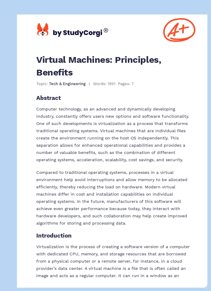 Virtual Machines: Principles, Benefits. Page 1