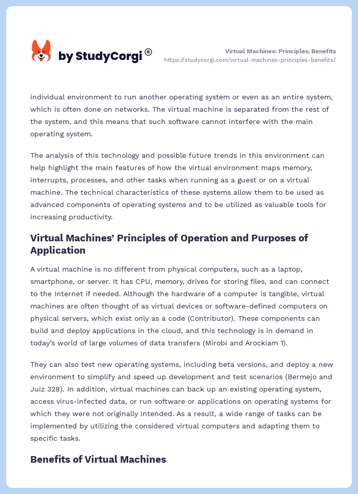 Virtual Machines: Principles, Benefits. Page 2