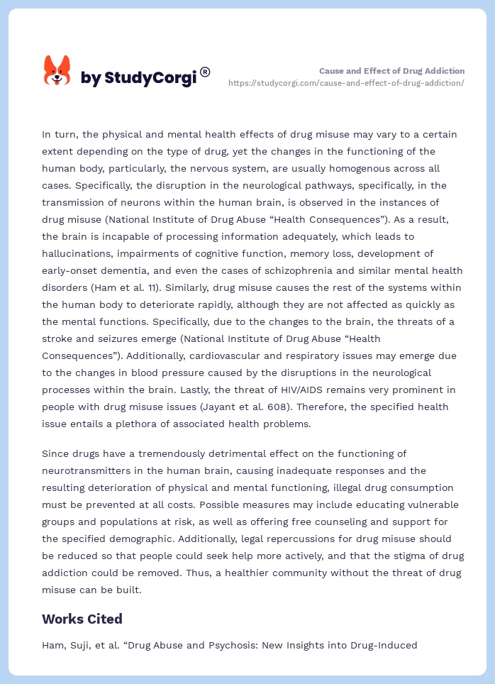 drug addiction cause and effect essay