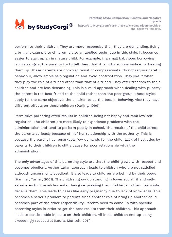 Parenting Style Comparison: Positive and Negative Impacts. Page 2
