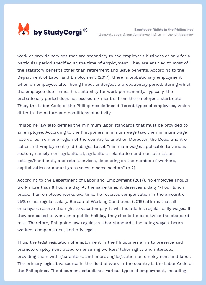 Employee Rights in the Philippines. Page 2