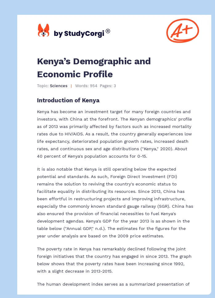 Kenya’s Demographic and Economic Profile. Page 1