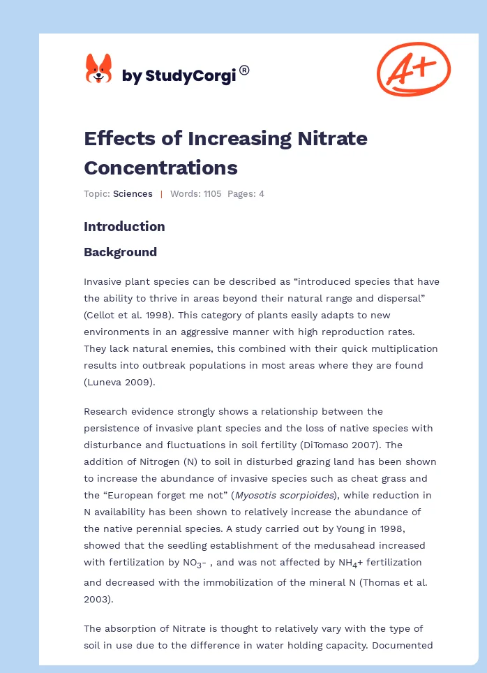 Effects of Increasing Nitrate Concentrations. Page 1