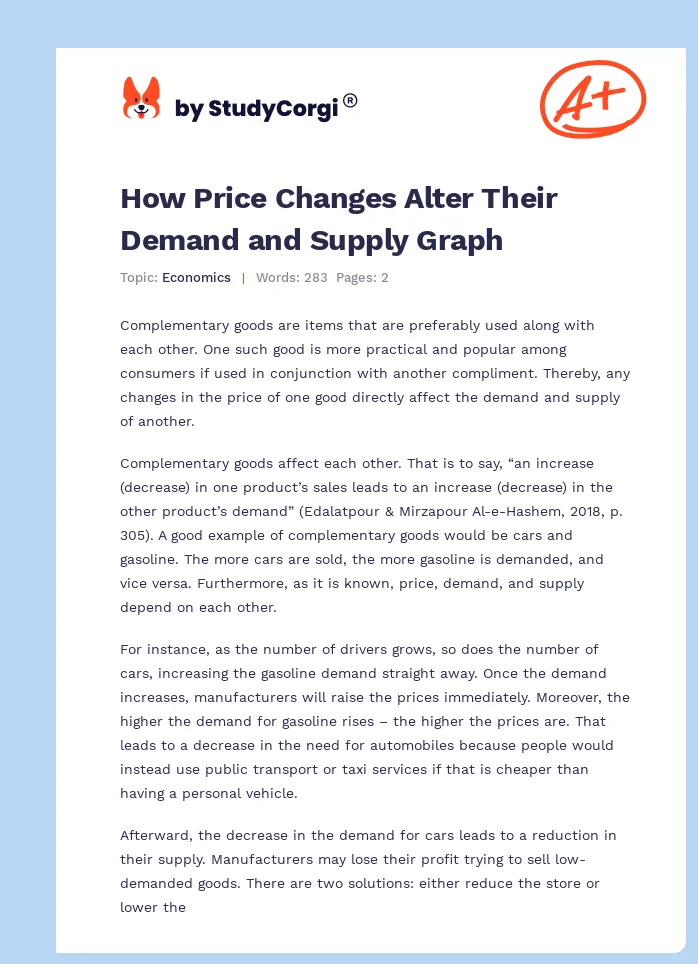 How Price Changes Alter Their Demand and Supply Graph. Page 1